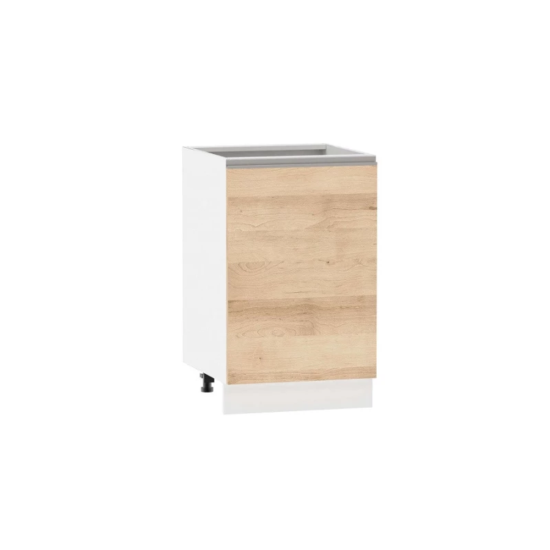 Küchenunterschrank ADAMA - Breite 50 cm, Artisan-Buche/Weiß, Griff silber, Beine 15 cm