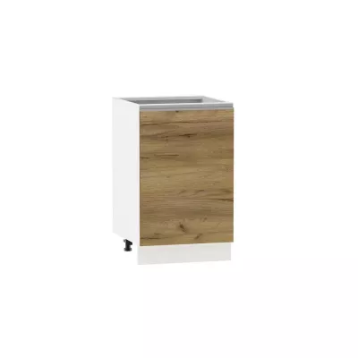 Küchenunterschrank ADAMA - Breite 50 cm, Craft Eiche gold/weiß, Griff silber, Beine 10 cm