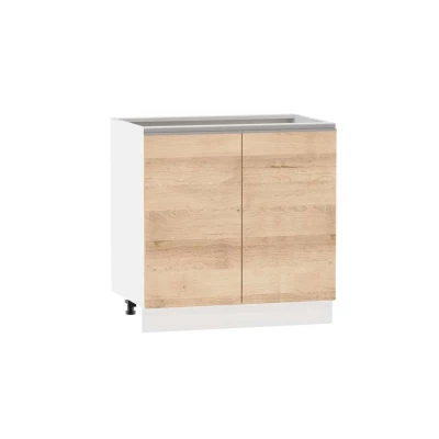 Zweitüriger Küchenschrank ADAMA – Breite 80 cm, Artisan-Buche/Weiß, Griff silber, Beine 10 cm