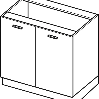 Zweitüriger Schrank mit Regal ADAMA - Breite 90 cm, schwarz/grau, silberner Griff, Beine 10 cm