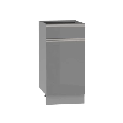 Kombinierter Unterschrank ADAMA - Breite 40 cm, Hochglanzgrau/Grau, Beine 15 cm
