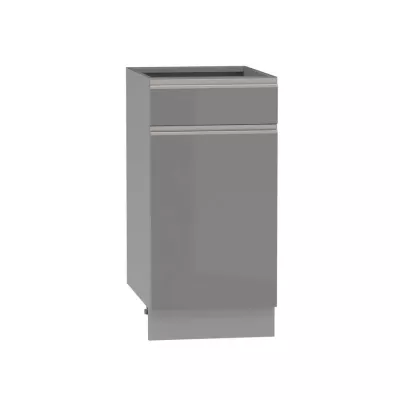 Kombinierter Unterschrank ADAMA - Breite 40 cm, Hochglanzgrau/Grau, Beine 15 cm