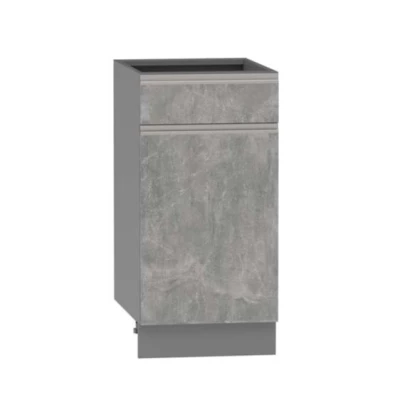 Kombi-Unterschrank ADAMA – Breite 40 cm, Atelierbeton hell/grau, Beine 10 cm