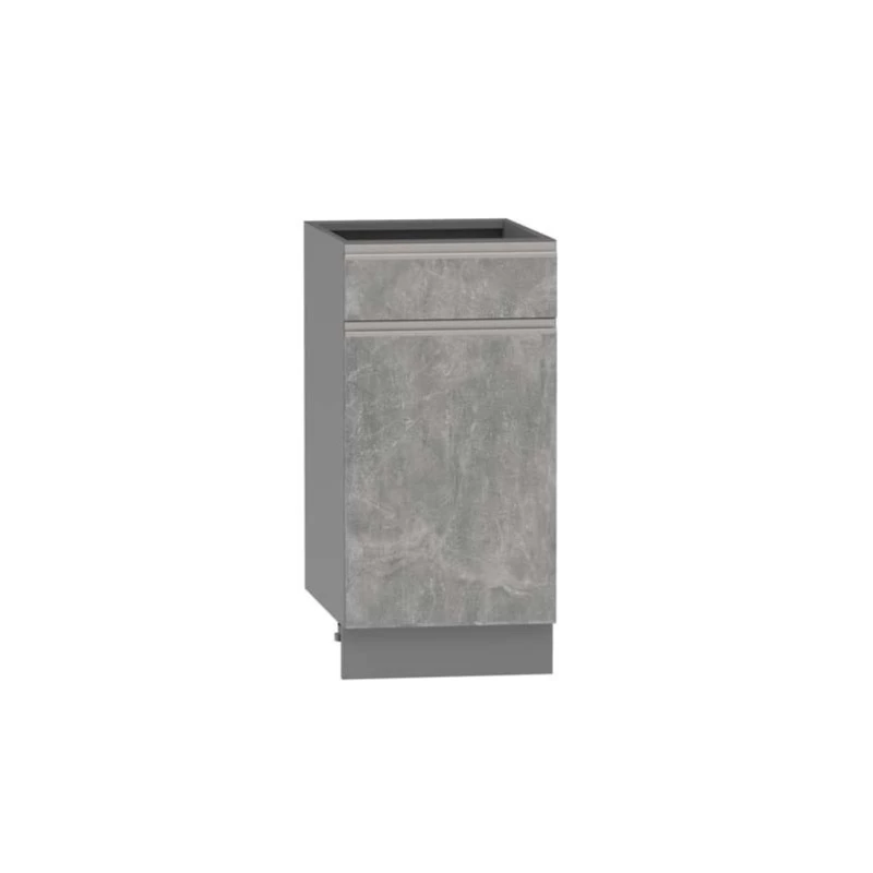 Kombi-Unterschrank ADAMA – Breite 40 cm, Atelierbeton hell/grau, Beine 10 cm