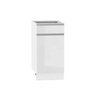 Kombinierter Unterschrank ADAMA - Breite 40 cm, weiß glänzend / weiß, Beine 10 cm
