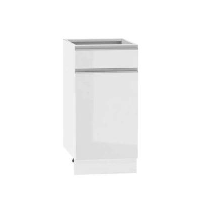 Kombinierter Unterschrank ADAMA - Breite 40 cm, weiß glänzend / weiß, Beine 15 cm