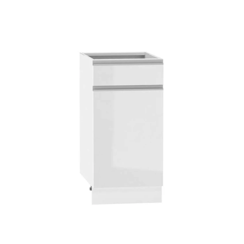 Kombinierter Unterschrank ADAMA - Breite 40 cm, weiß glänzend / weiß, Beine 15 cm