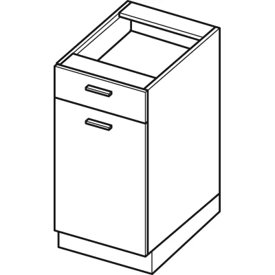 Kombinierter Unterschrank ADAMA - Breite 40 cm, weiß glänzend / weiß, Beine 15 cm