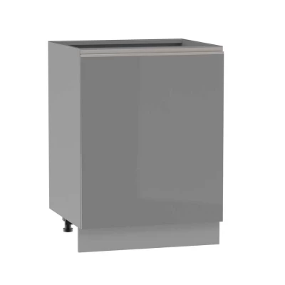 Inselschrank ADAMA - Breite 60 cm, Hochglanzgrau/Grau, Beine 10 cm