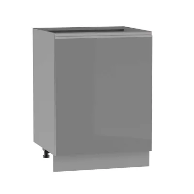 Inselschrank ADAMA - Breite 60 cm, Hochglanzgrau/Grau, Beine 10 cm