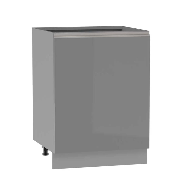 Inselschrank ADAMA - Breite 60 cm, Hochglanzgrau/Grau, Beine 15 cm