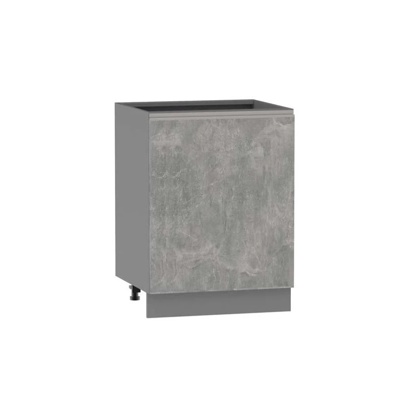 Inselschrank ADAMA – Breite 60 cm, Atelierbeton hell/grau, Beine 10 cm