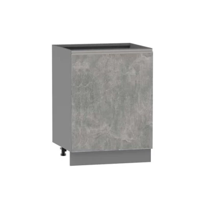Inselschrank ADAMA – Breite 60 cm, Atelierbeton hell/grau, Beine 15 cm