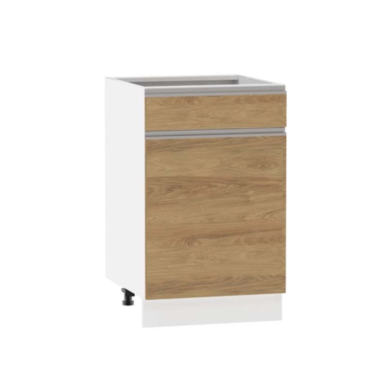 Kombi-Unterschrank ADAMA - Breite 50 cm, Hickory natur/weiß, Beine 10 cm
