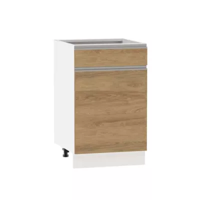 Kombi-Unterschrank ADAMA - Breite 50 cm, Hickory natur/weiß, Beine 10 cm