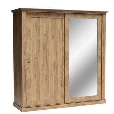 Zweitüriger Kleiderschrank AILISH – Breite 211 cm, Eiche Gold Kraftpapier