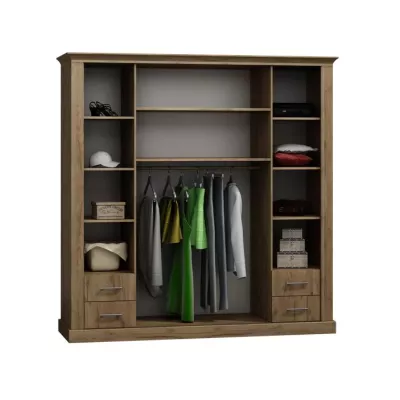 Zweitüriger Kleiderschrank AILISH – Breite 211 cm, Eiche Gold Kraftpapier