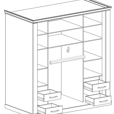 Zweitüriger Kleiderschrank AILISH – Breite 211 cm, Eiche Gold Kraftpapier