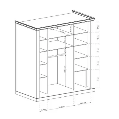 Zweitüriger Kleiderschrank AILISH – Breite 211 cm, Eiche Gold Kraftpapier