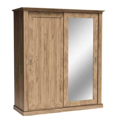 Zweitüriger Kleiderschrank AILISH – Breite 183 cm, goldfarbene Kraft-Eiche