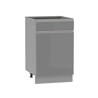 Kombinierter Unterschrank ADAMA - Breite 50 cm, Hochglanzgrau/Grau, Beine 15 cm