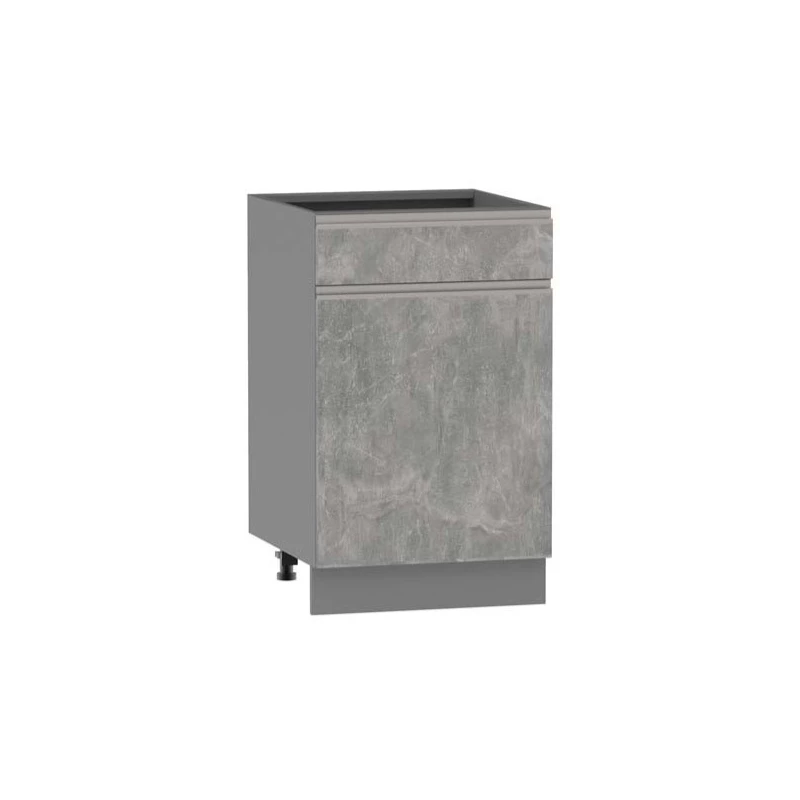 Kombi-Unterschrank ADAMA – Breite 50 cm, Atelierbeton hell/grau, Beine 15 cm
