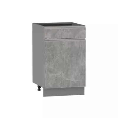 Kombi-Unterschrank ADAMA – Breite 50 cm, Atelierbeton hell/grau, Beine 15 cm