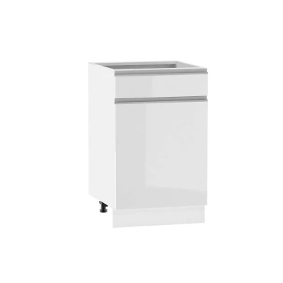 Kombinierter Unterschrank ADAMA - Breite 50 cm, weiß glänzend / weiß, Beine 10 cm