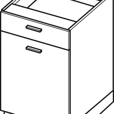 Kombinierter Unterschrank ADAMA - Breite 50 cm, weiß glänzend / weiß, Beine 10 cm