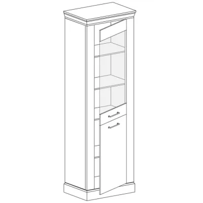 Schmale Vitrine AILISH – Kraftpapier, goldene Eiche