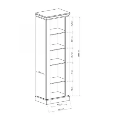 Schmale Vitrine AILISH – Kraftpapier, goldene Eiche