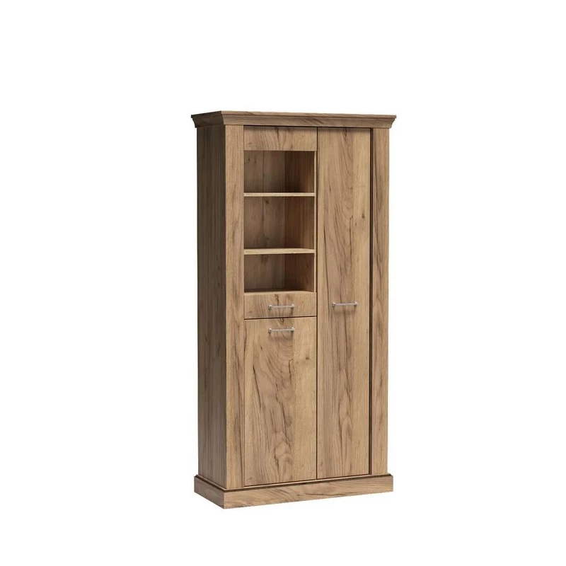 Hohe Vitrine AILISH - Kraft Gold Eiche