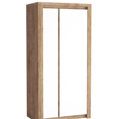 Zweitüriger Kleiderschrank DORITH – Breite 98 cm, Ribbeck-Eiche / Weiß