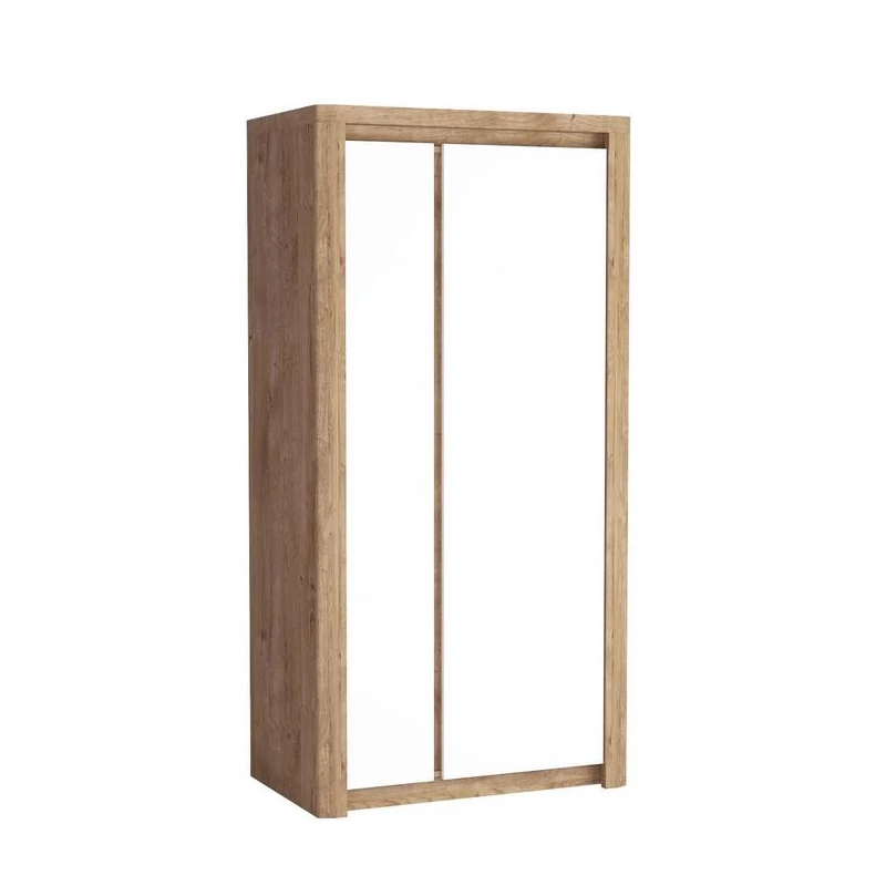 Zweitüriger Kleiderschrank DORITH – Breite 98 cm, Ribbeck-Eiche / Weiß