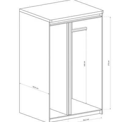Zweitüriger Kleiderschrank DORITH – Breite 98 cm, Ribbeck-Eiche / Weiß