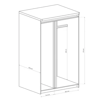 Zweitüriger Kleiderschrank DORITH – Breite 98 cm, Ribbeck-Eiche / Weiß