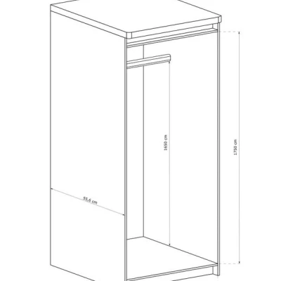 Einflügeliger Kleiderschrank DORITH – Breite 73 cm, Ribbeck-Eiche / Weiß