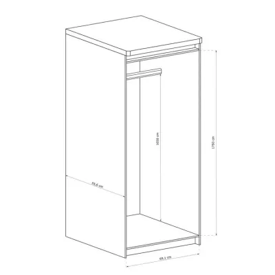 Einflügeliger Kleiderschrank DORITH – Breite 73 cm, Ribbeck-Eiche / Weiß