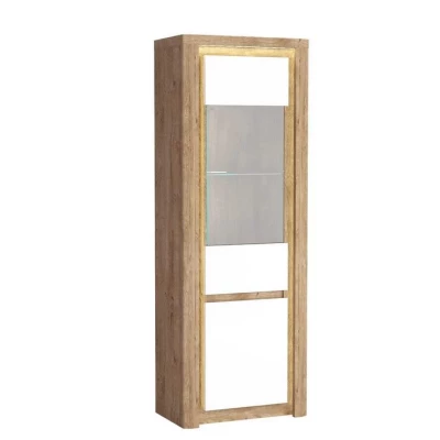 Hohe Vitrine DORITH - Ribbeck Eiche / Weiß