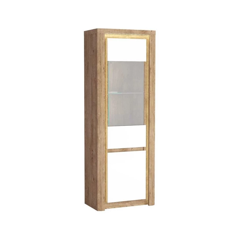 Hohe Vitrine DORITH - Ribbeck Eiche / Weiß