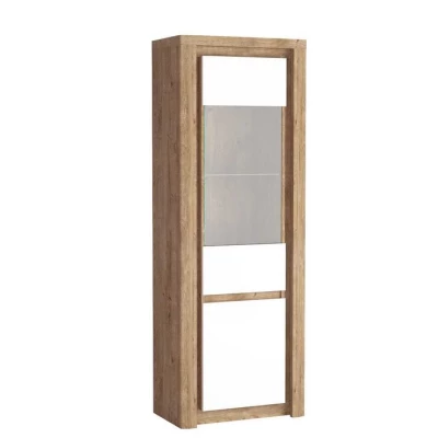 Hohe Vitrine DORITH - Ribbeck Eiche / Weiß