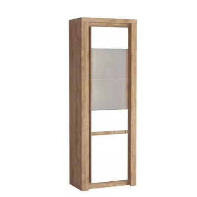 Hohe Vitrine DORITH - Ribbeck Eiche / Weiß