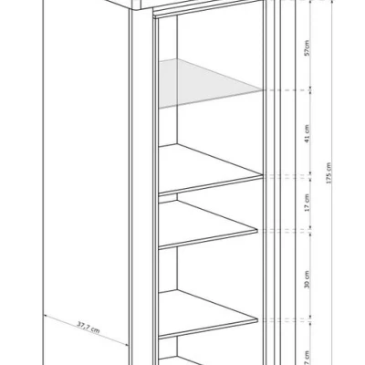 Hohe Vitrine DORITH - Ribbeck Eiche / Weiß