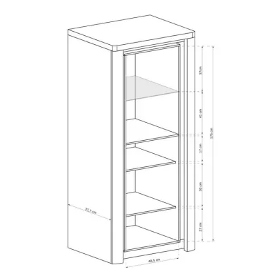 Hohe Vitrine DORITH - Ribbeck Eiche / Weiß