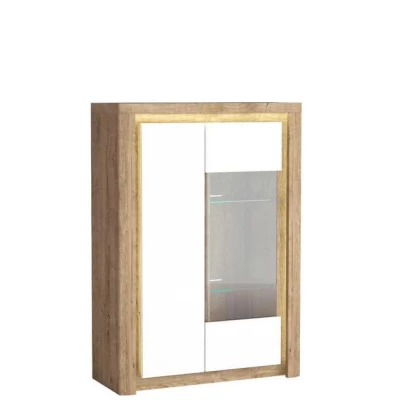 Zweitürige Vitrine DORITH - Ribbeck Eiche / Weiß