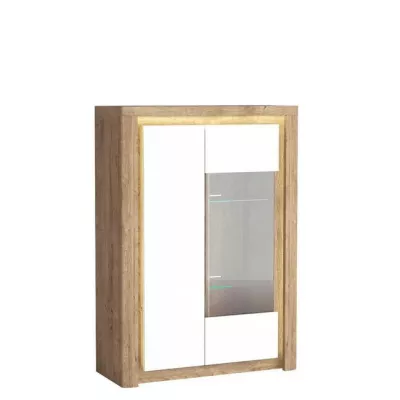 Zweitürige Vitrine DORITH - Ribbeck Eiche / Weiß