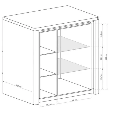 Zweitürige Vitrine DORITH - Ribbeck Eiche / Weiß