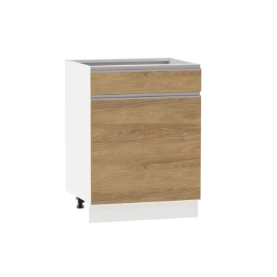 Kombi-Unterschrank ADAMA - Breite 60 cm, Hickory natur/weiß, Beine 10 cm