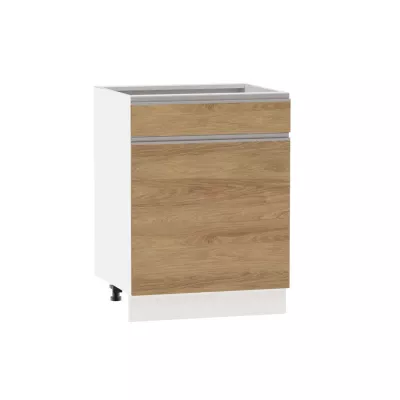 Kombi-Unterschrank ADAMA - Breite 60 cm, Hickory natur/weiß, Beine 10 cm