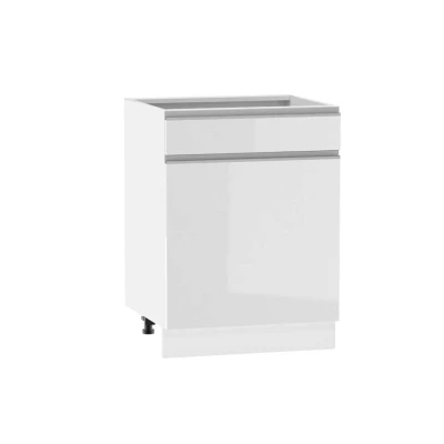 Kombi-Unterschrank ADAMA - Breite 60 cm, weiß glänzend / weiß, Beine 10 cm